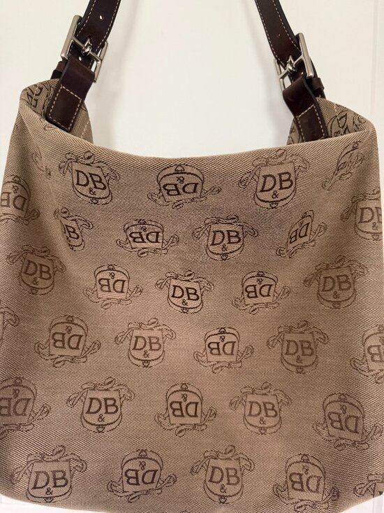 Dooney & Bourke Handbags - Vintage Dooney & Bourke Large Canvas Tote with Dark Brown Monogram